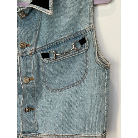 Accessory Lady Vintage Denim Vest Equestrian Horse Bit Detail Size Large - Picture 7 of 7